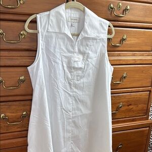 NWT Banana Republic White Sleeveless Button Down Shirt DRESS